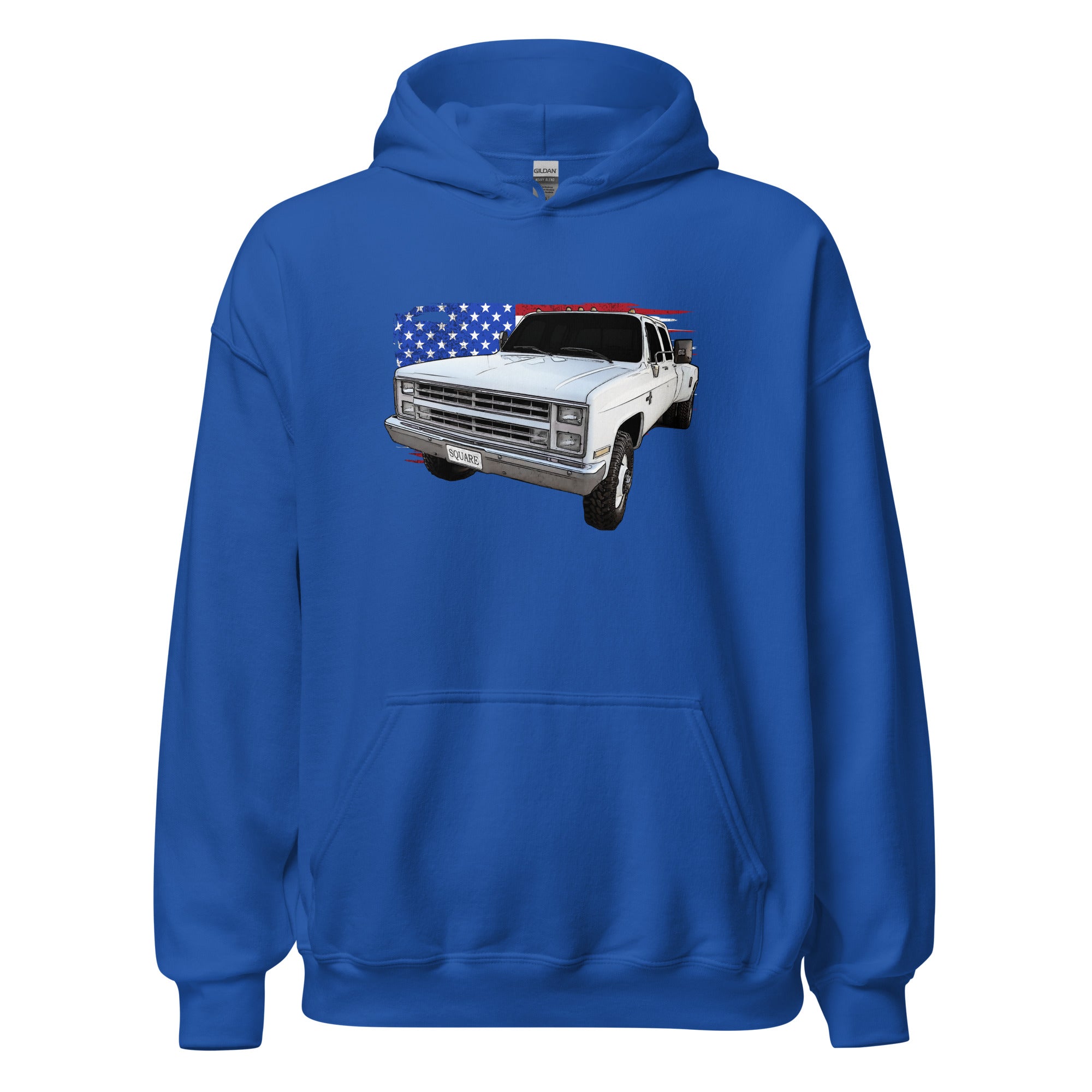 Patriotic Square Body Dually Crew Cab Hoodie From Aggressive Thread