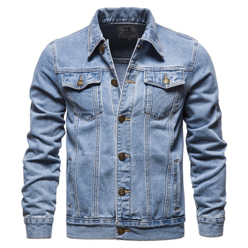 Plus Size Casual Style Men's Solid Pattern Denim Slim Fit Jeans Jacket