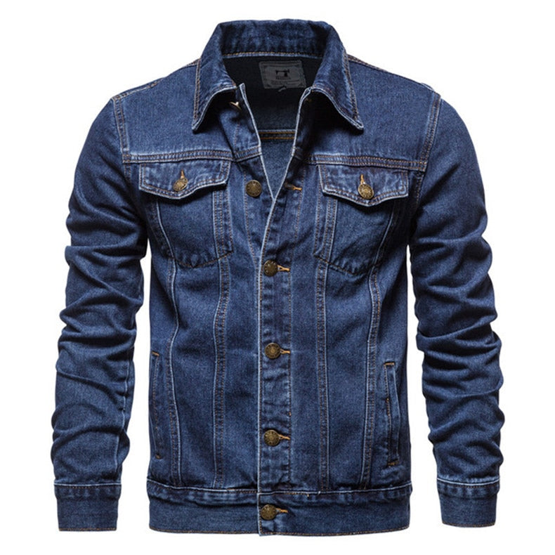 Plus Size Casual Style Men's Solid Pattern Denim Slim Fit Jeans Jacket