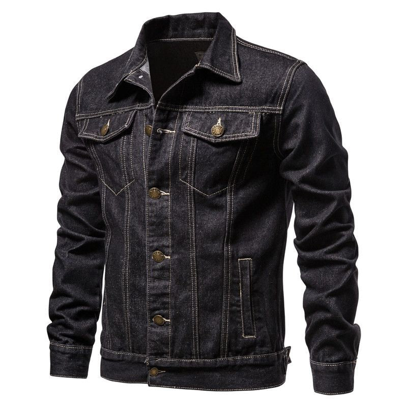 Plus Size Casual Style Men's Solid Pattern Denim Slim Fit Jeans Jacket