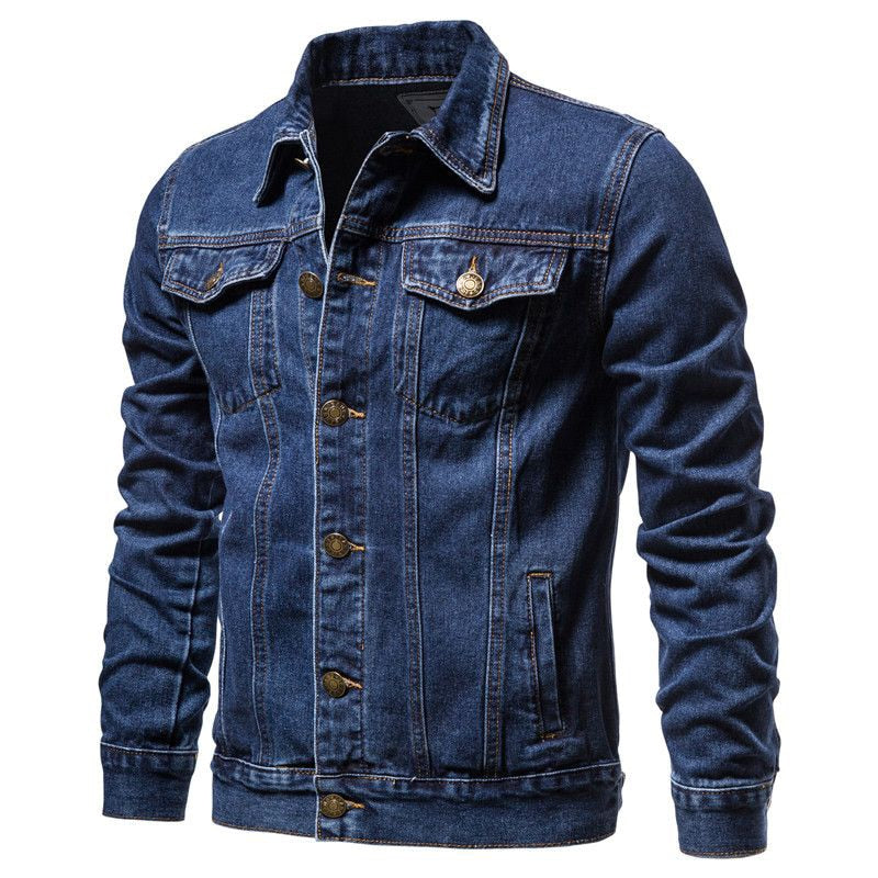 Plus Size Casual Style Men's Solid Pattern Denim Slim Fit Jeans Jacket