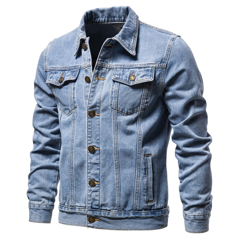 Plus Size Casual Style Men's Solid Pattern Denim Slim Fit Jeans Jacket