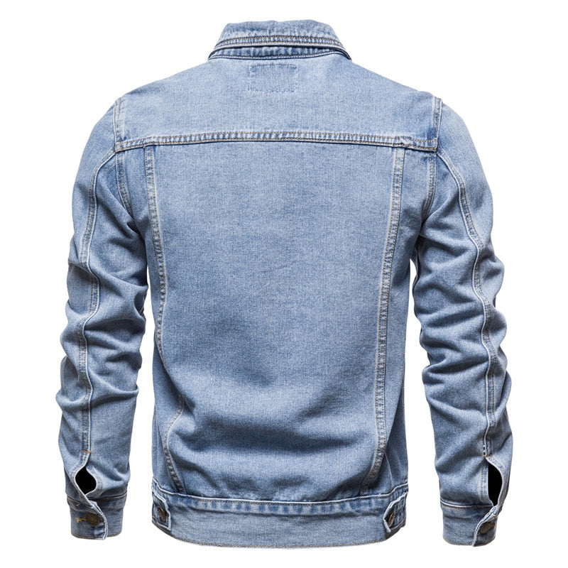 Plus Size Casual Style Men's Solid Pattern Denim Slim Fit Jeans Jacket