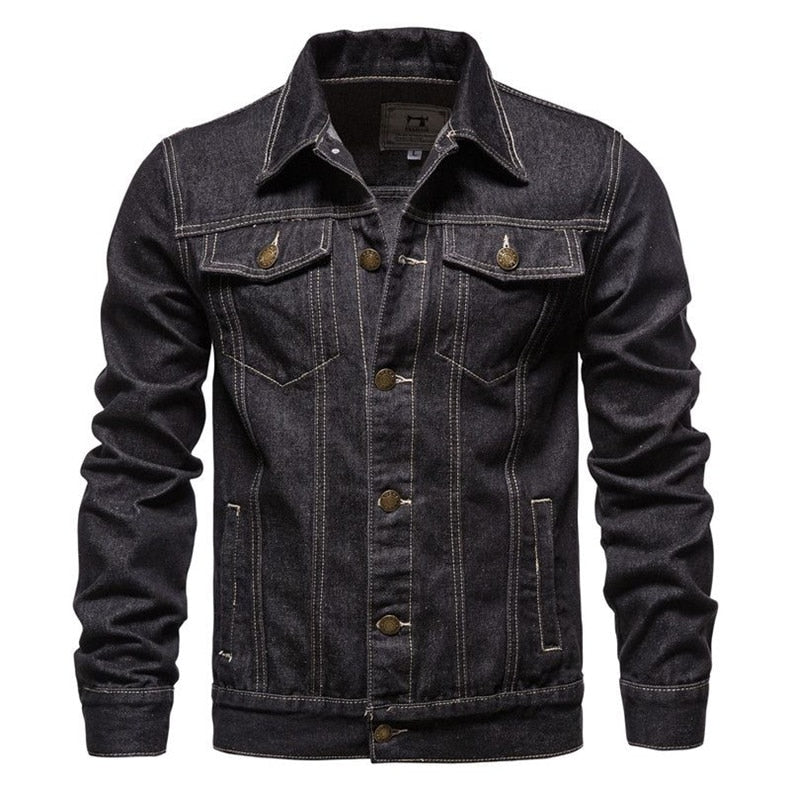 Plus Size Casual Style Men's Solid Pattern Denim Slim Fit Jeans Jacket