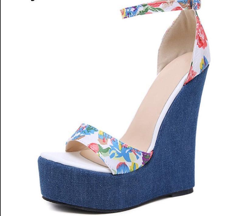 Printed Wedge Sandal Shoes