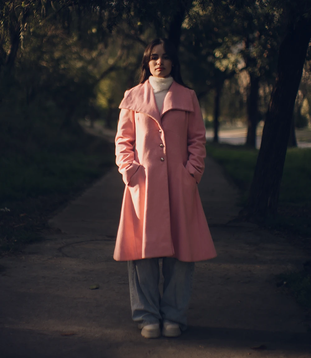 Priscilla Pink Wool Trench Coat Women