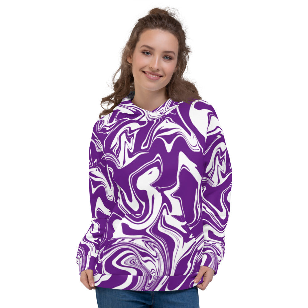 Purple and White Oil Spill Pullover Hoodie