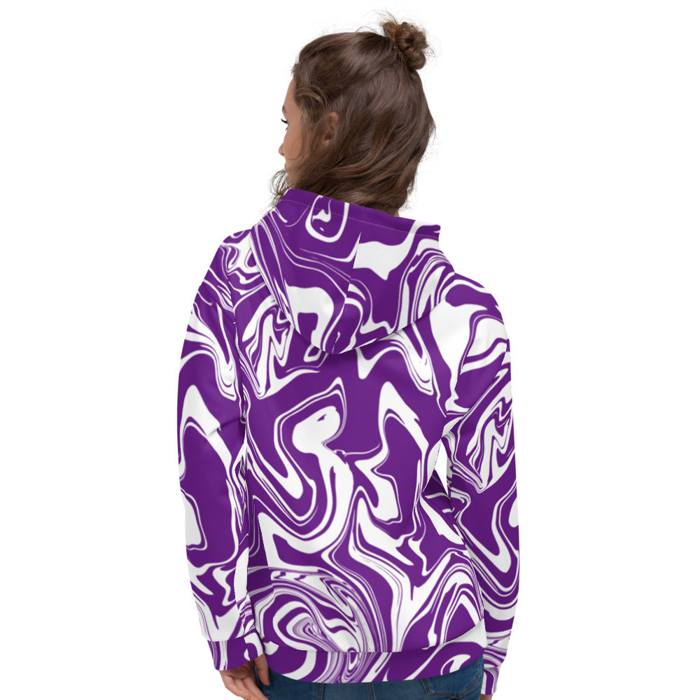 Purple and White Oil Spill Pullover Hoodie