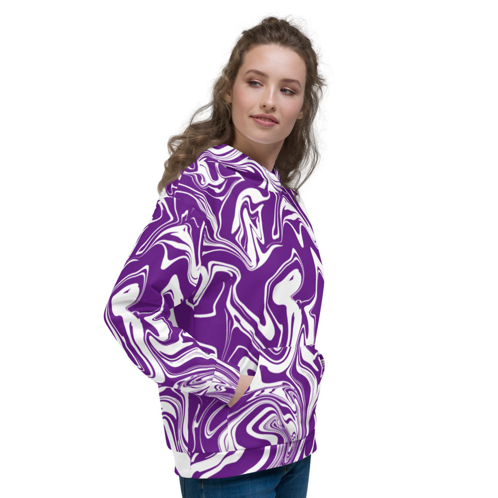 Purple and White Oil Spill Pullover Hoodie