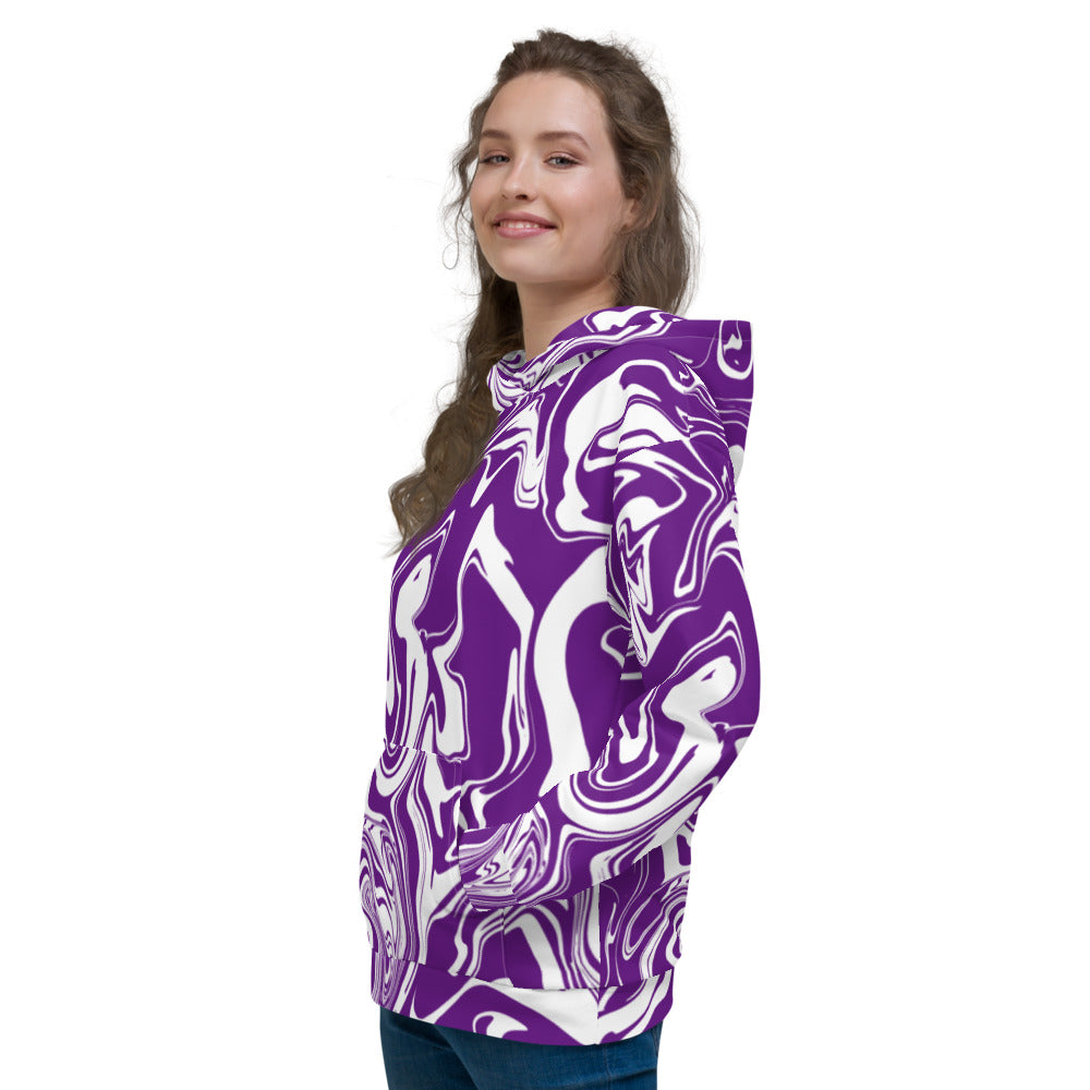 Purple and White Oil Spill Pullover Hoodie