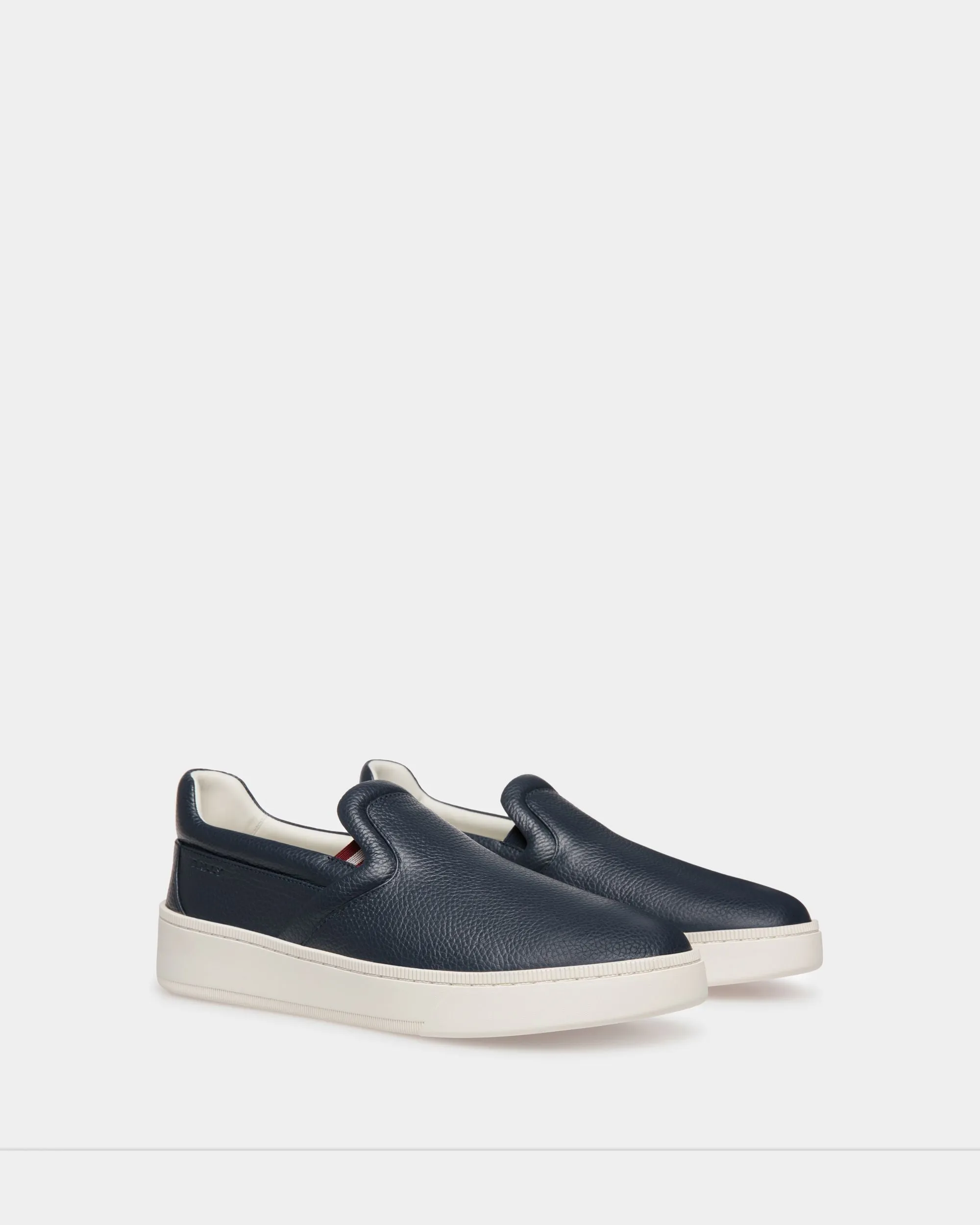 Raise Slip-On Sneaker In Blue Grained Leather 