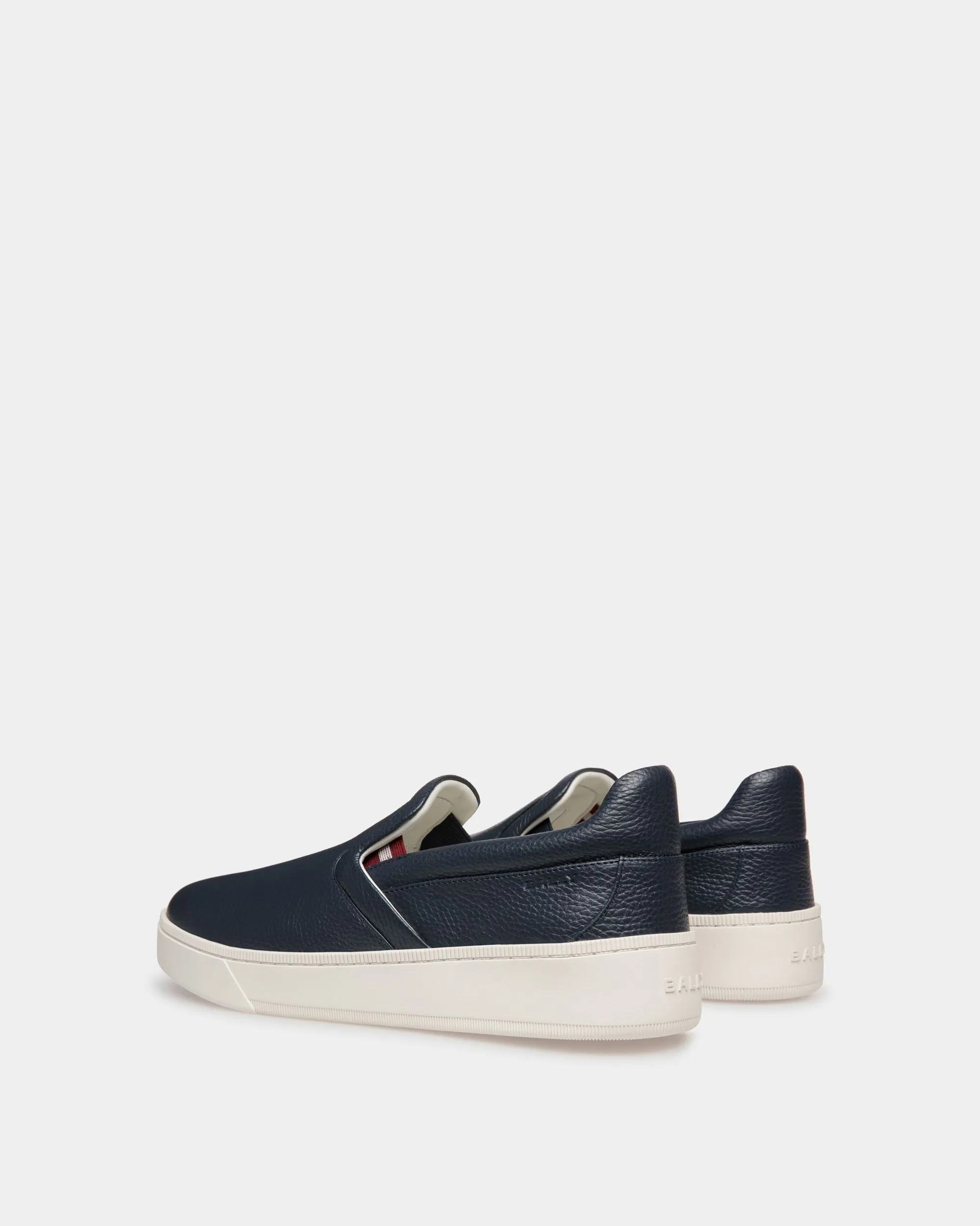 Raise Slip-On Sneaker In Blue Grained Leather 