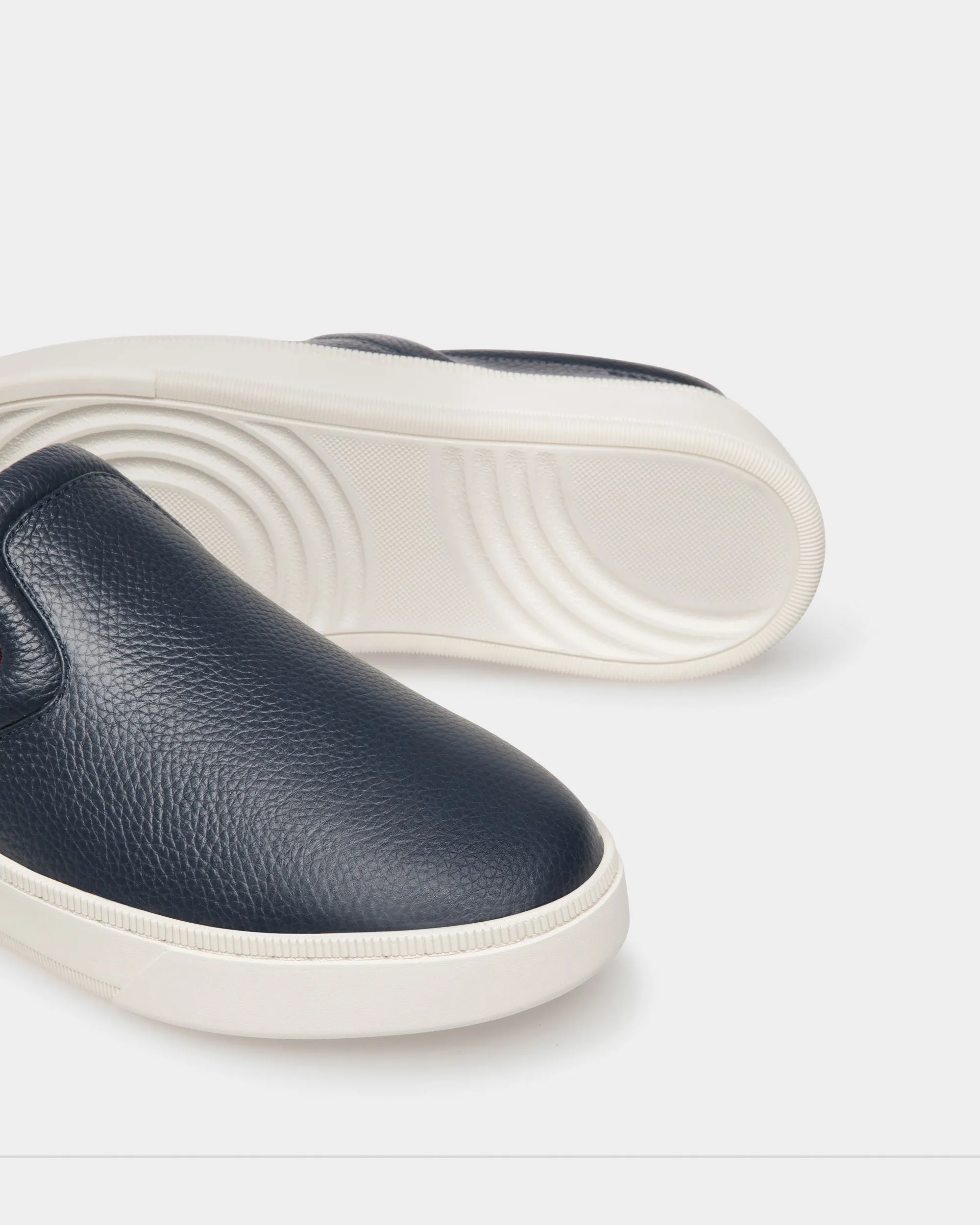 Raise Slip-On Sneaker In Blue Grained Leather 