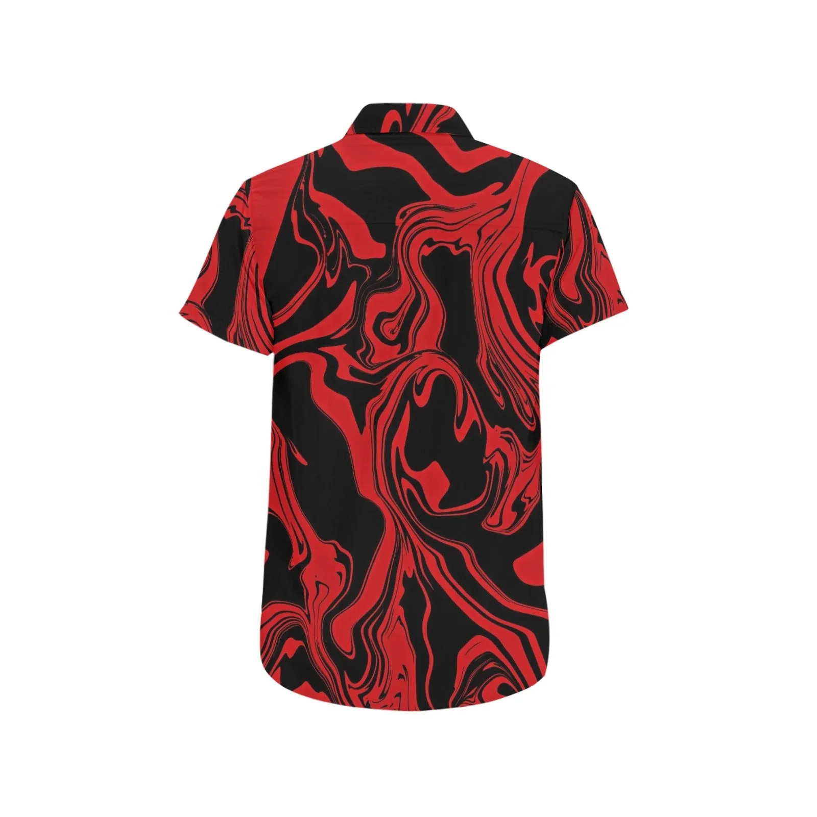 Red and Black Slime Oil Spill Short Sleeve Button Up Shirt