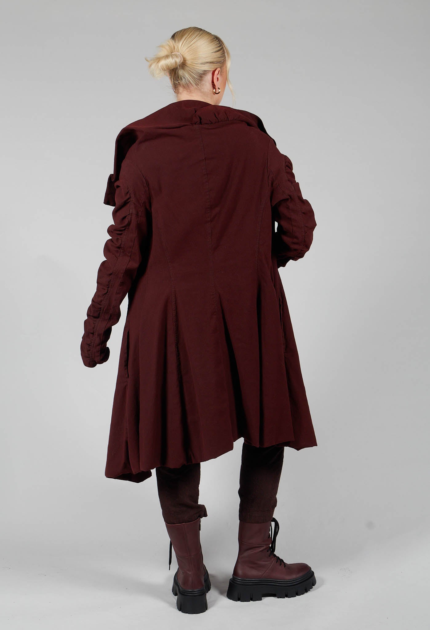 Ruched Detail Coat in Rust