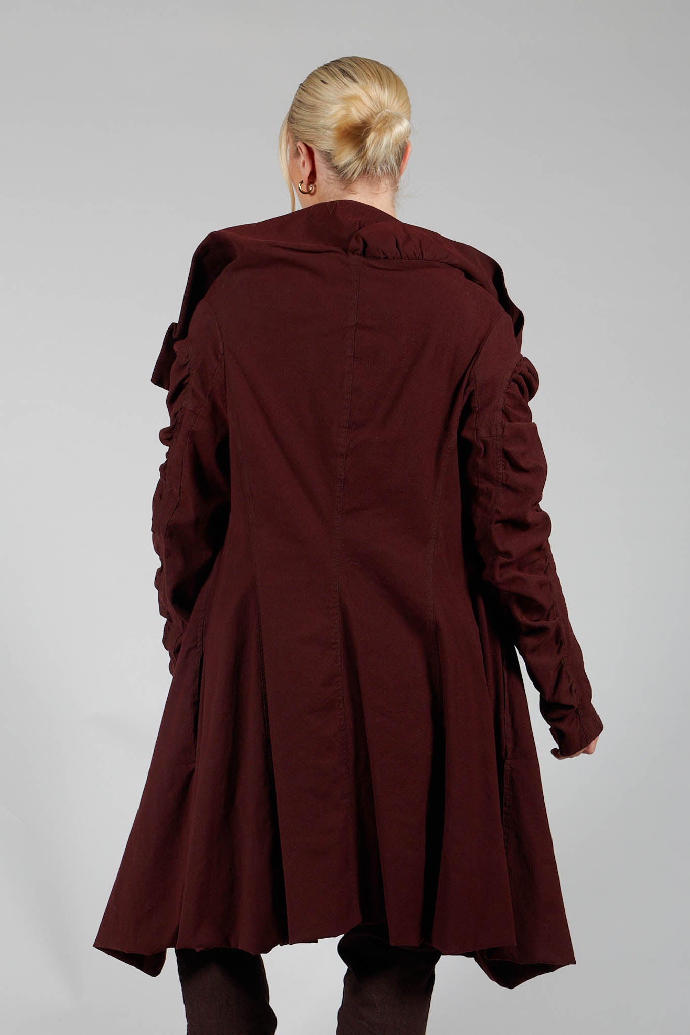 Ruched Detail Coat in Rust