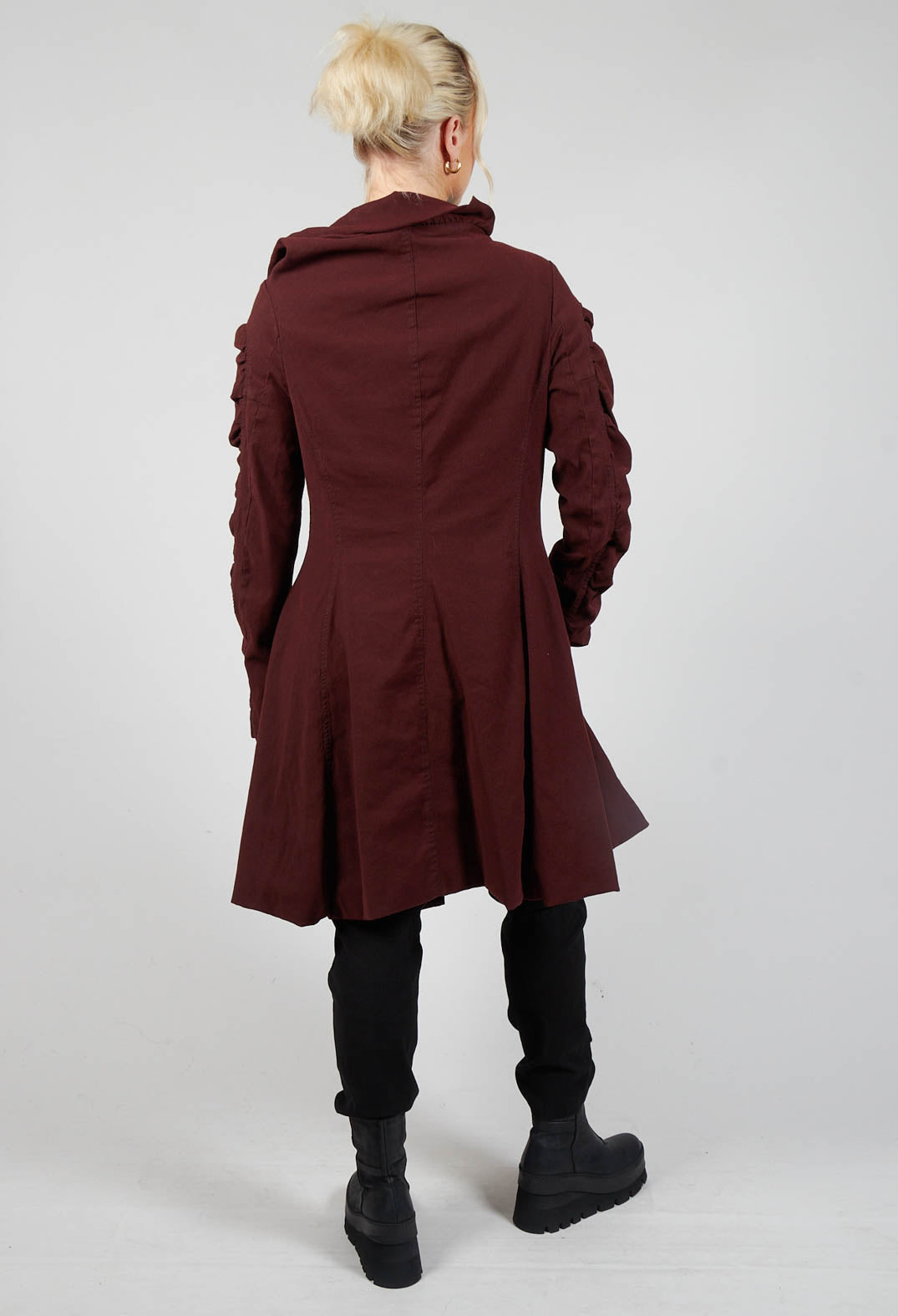 Ruched Detail Coat in Rust