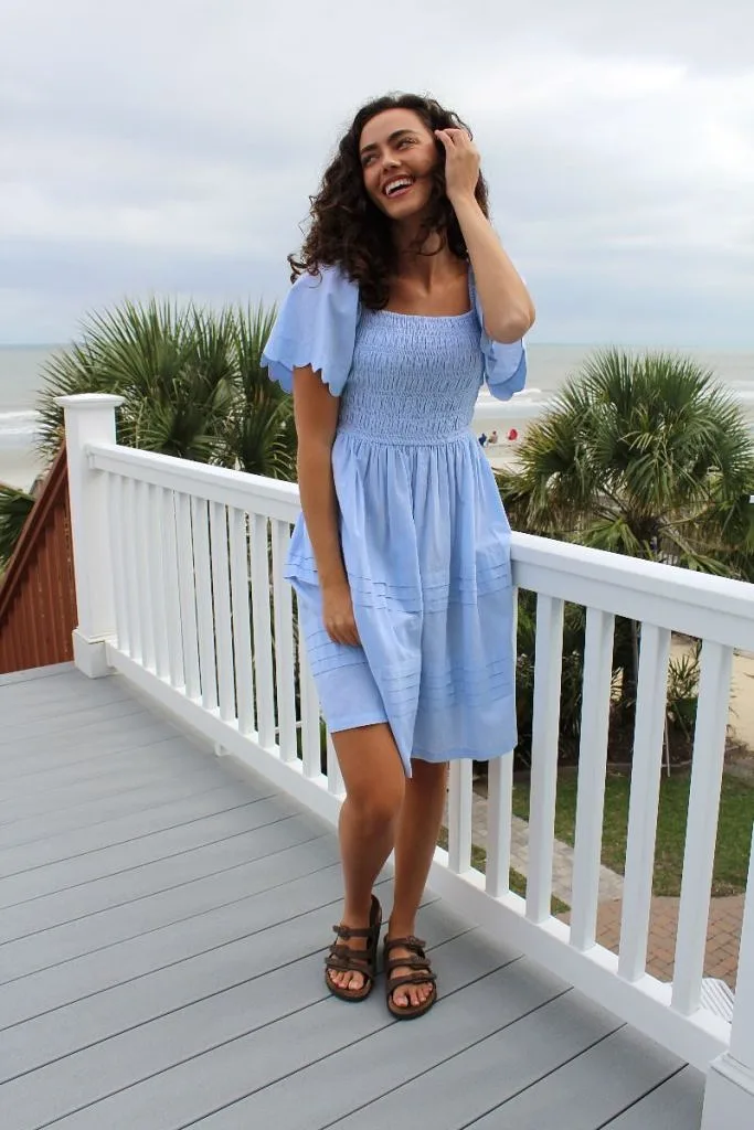 Selene Scallop Dress in Sky