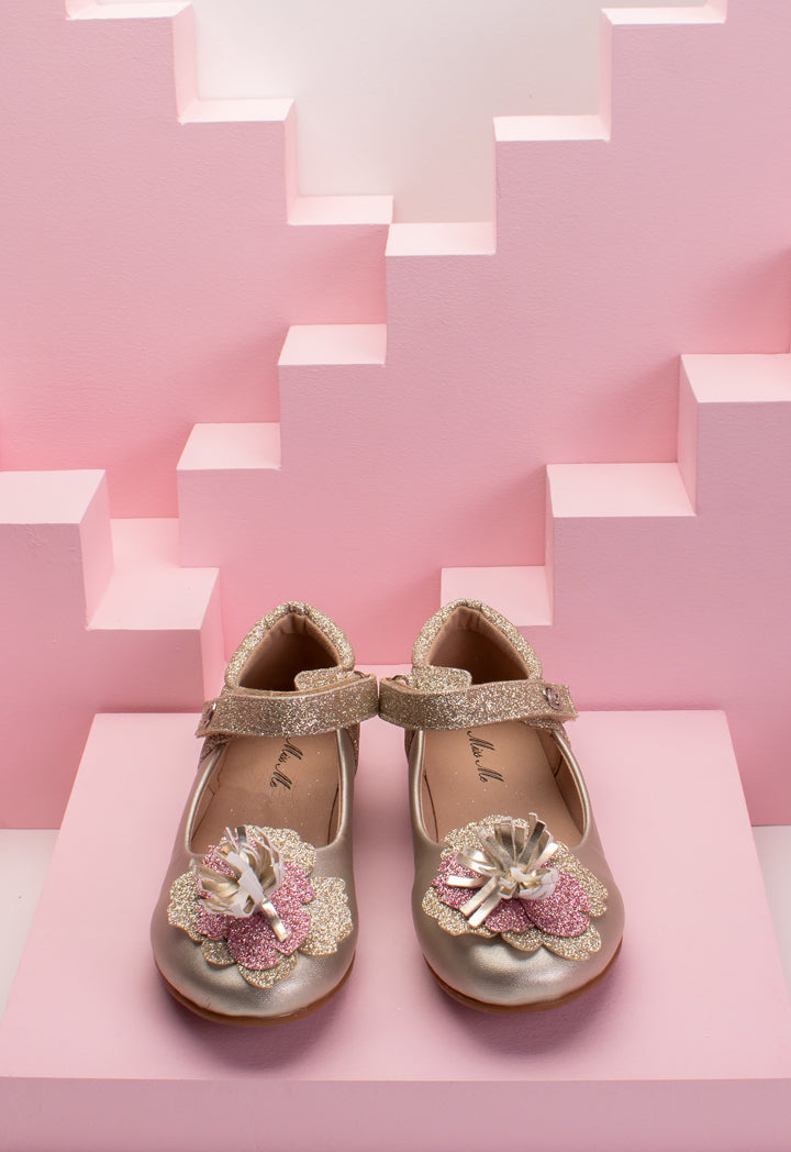 Shimmer Floral Flat Shoes