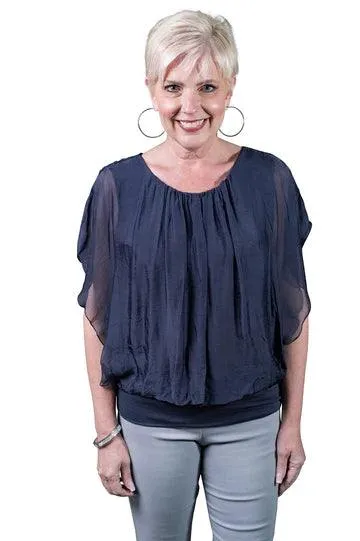 Silk Flutter Banded Top