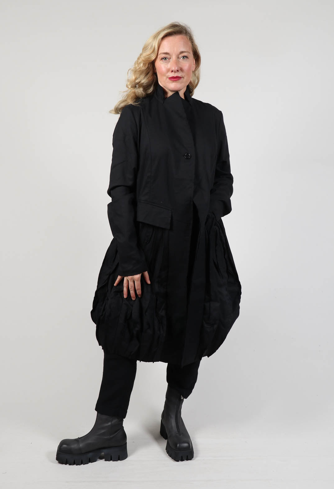 Single Button Coat in Black