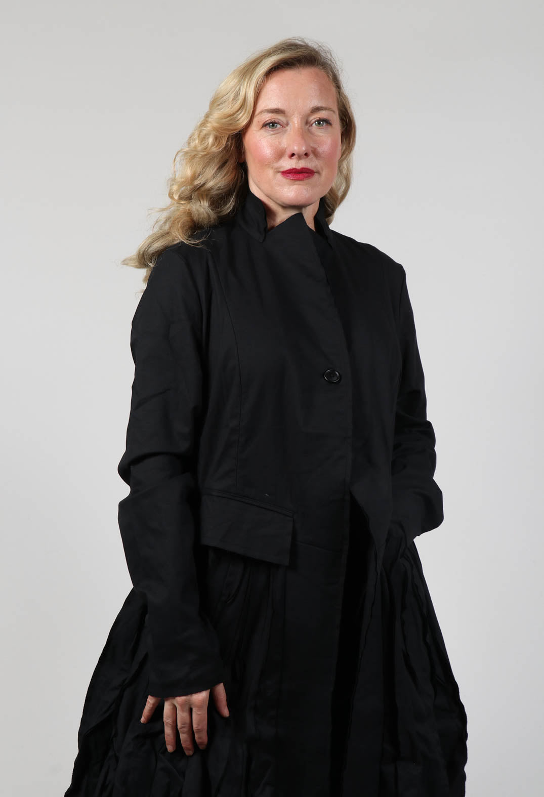 Single Button Coat in Black