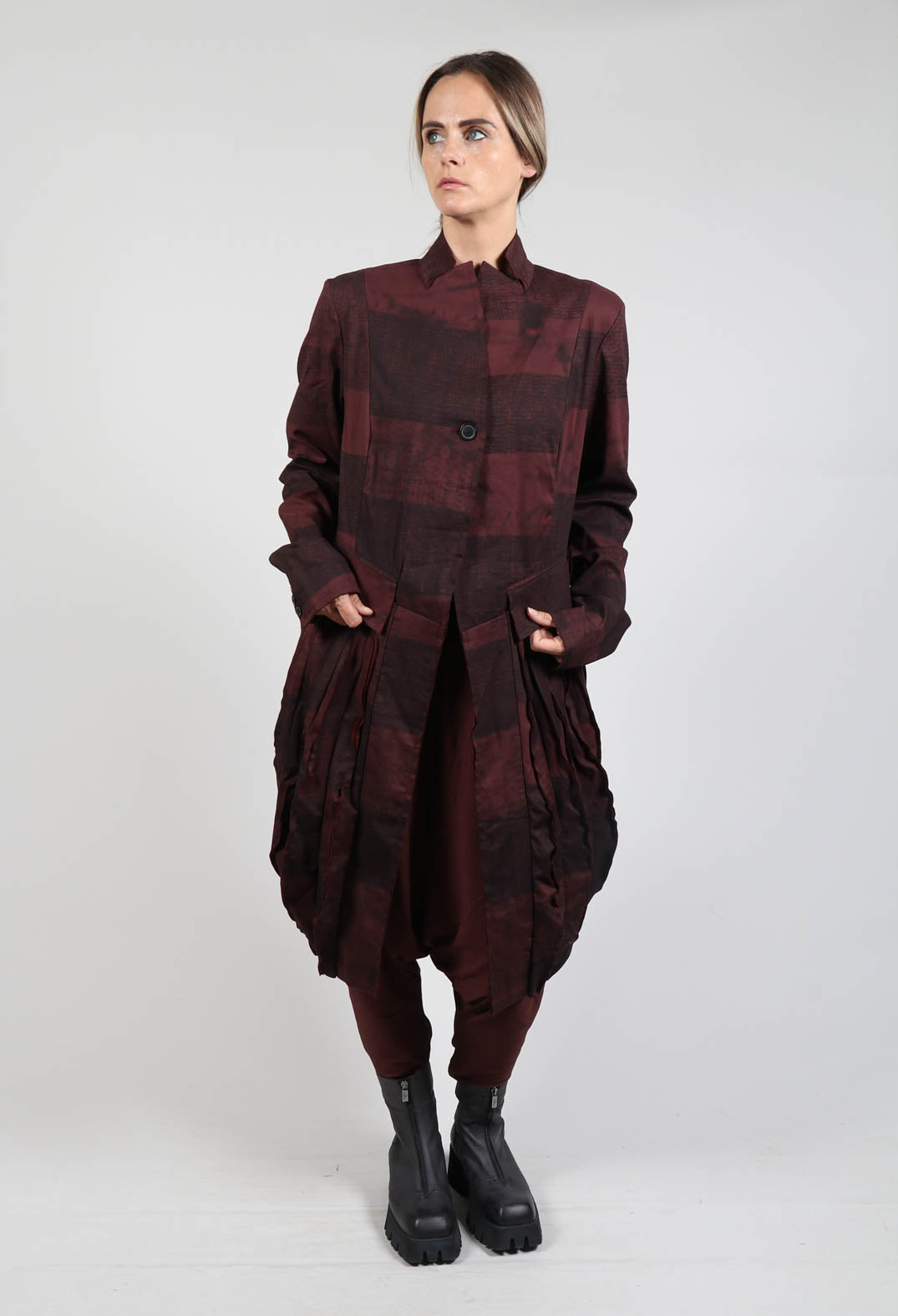 Single Button Coat in Rust Print