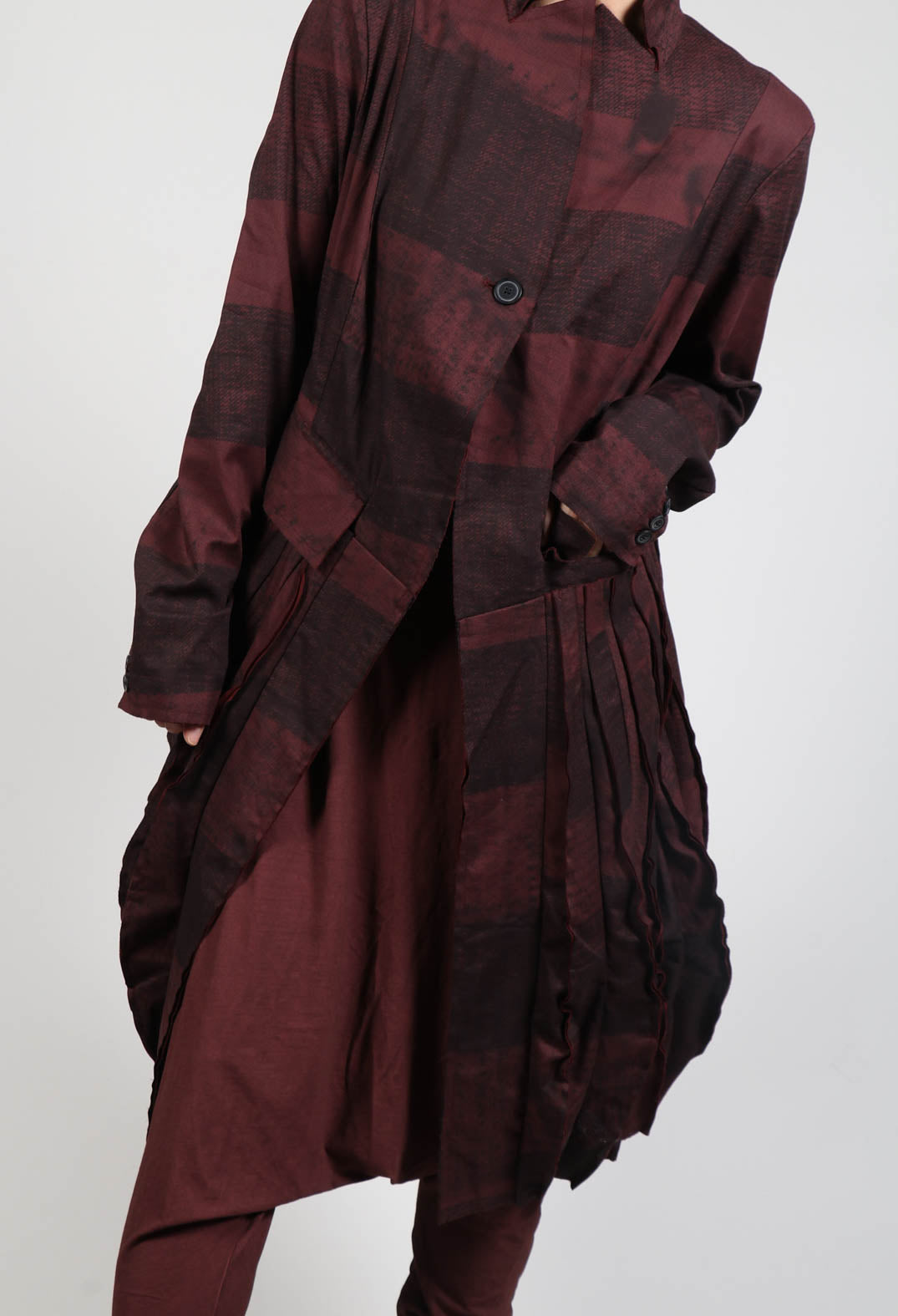 Single Button Coat in Rust Print