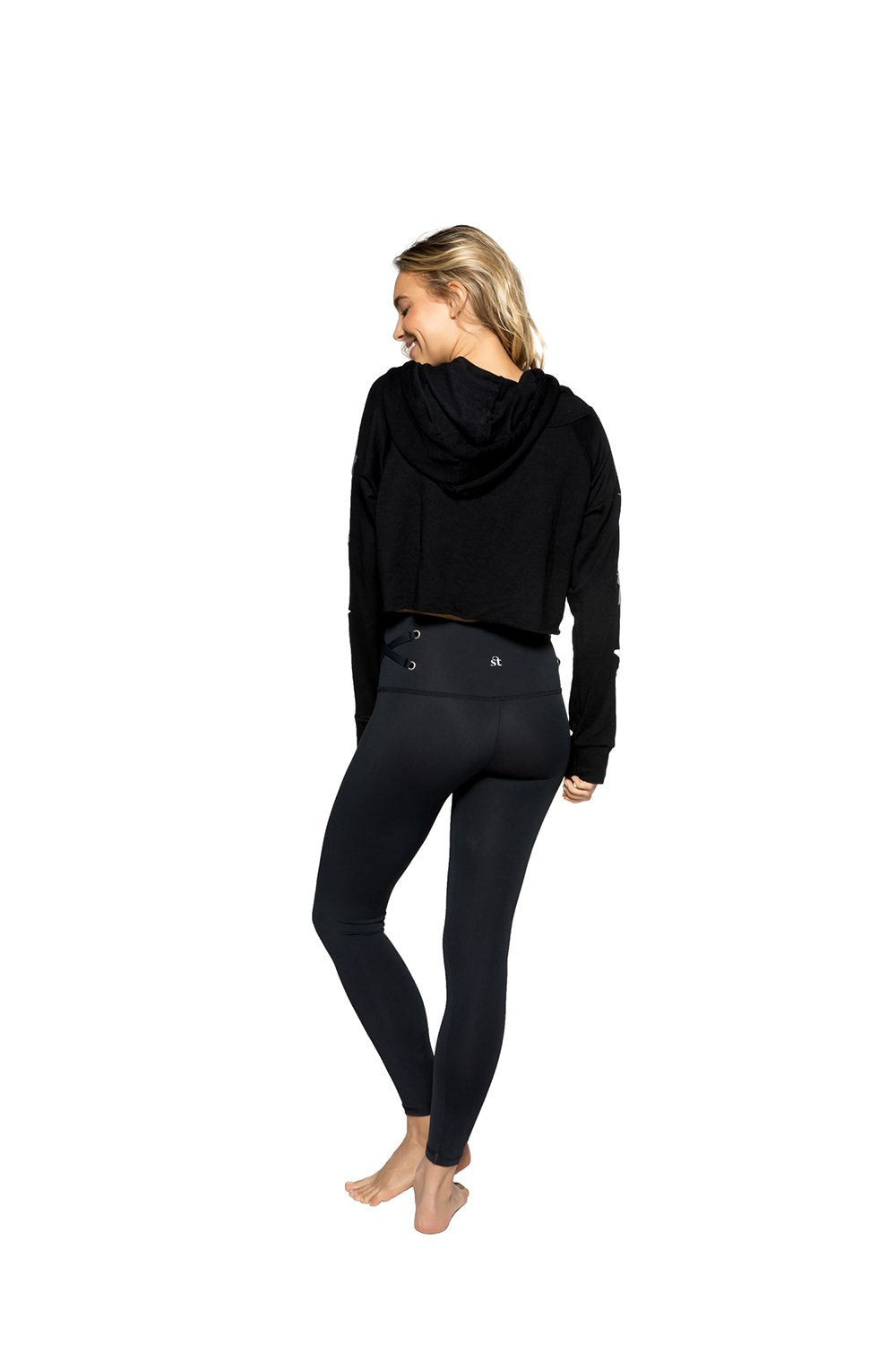 Strut This Crop Hoodie Sweater Black Storm Stars