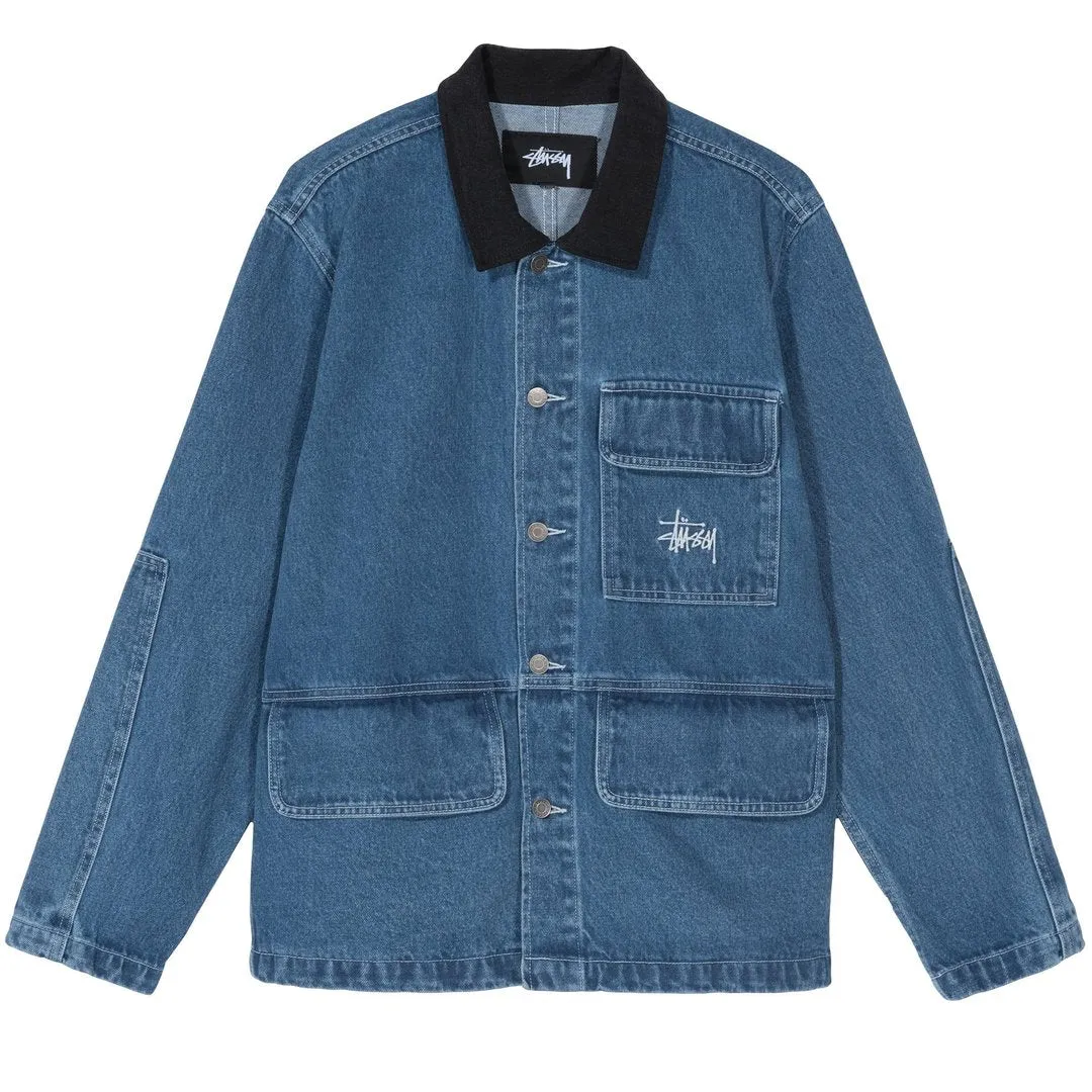 STSSY DENIM CHORE COAT // BLUE