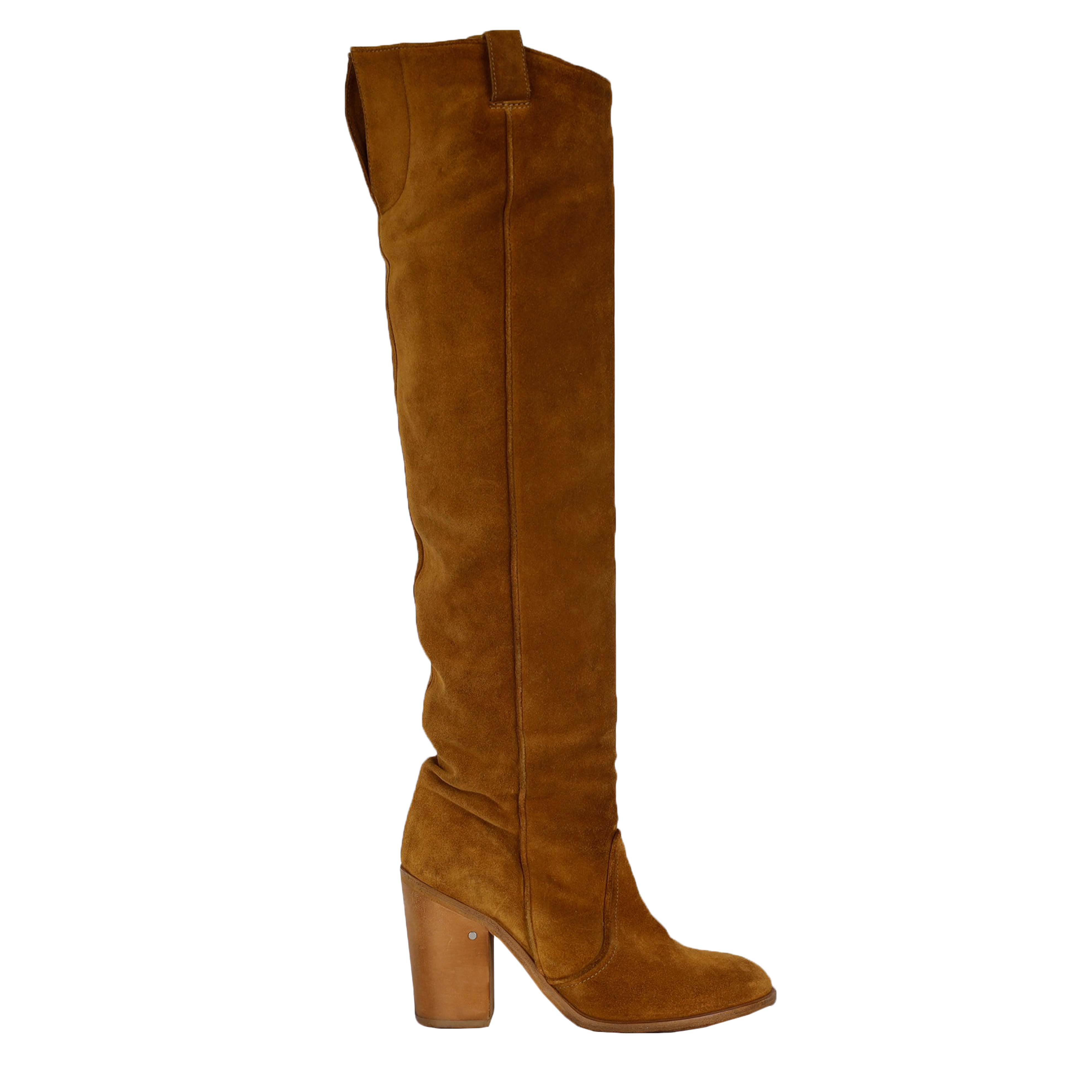 Suede Over the Knee Light Brown Boots - '20s