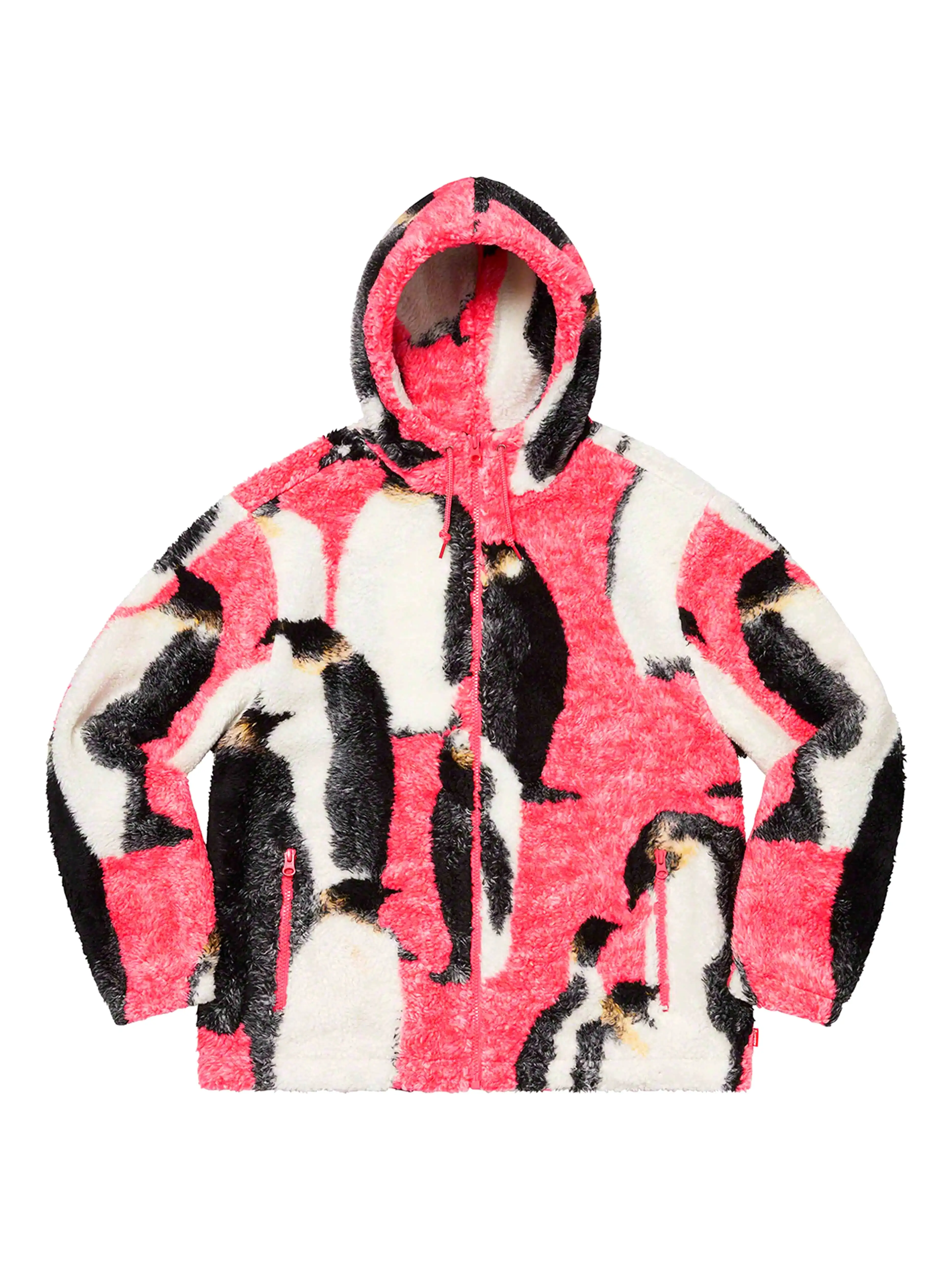 Supreme Penguins Hooded Fleece Jacket Pink [FW20]