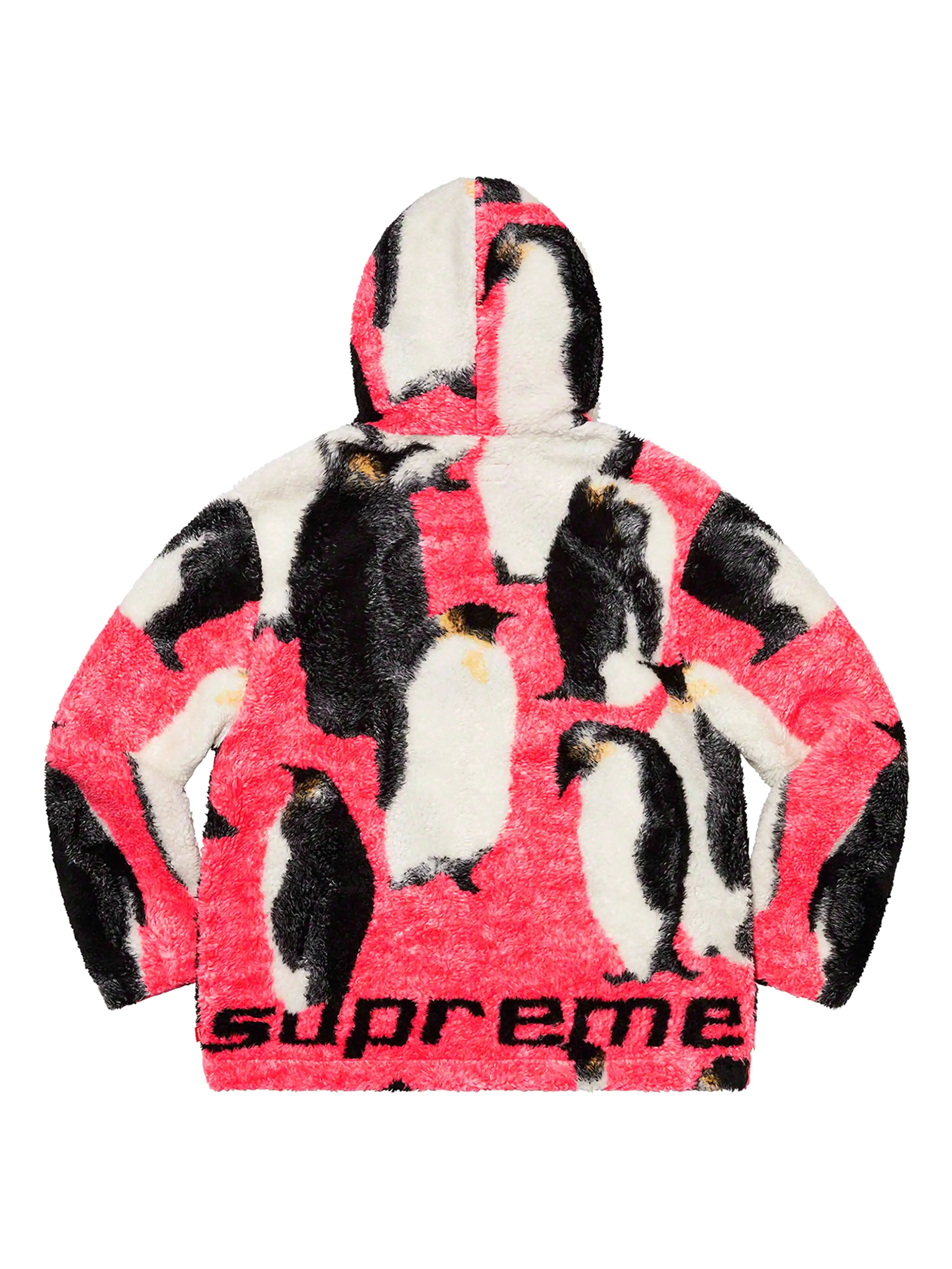 Supreme Penguins Hooded Fleece Jacket Pink [FW20]