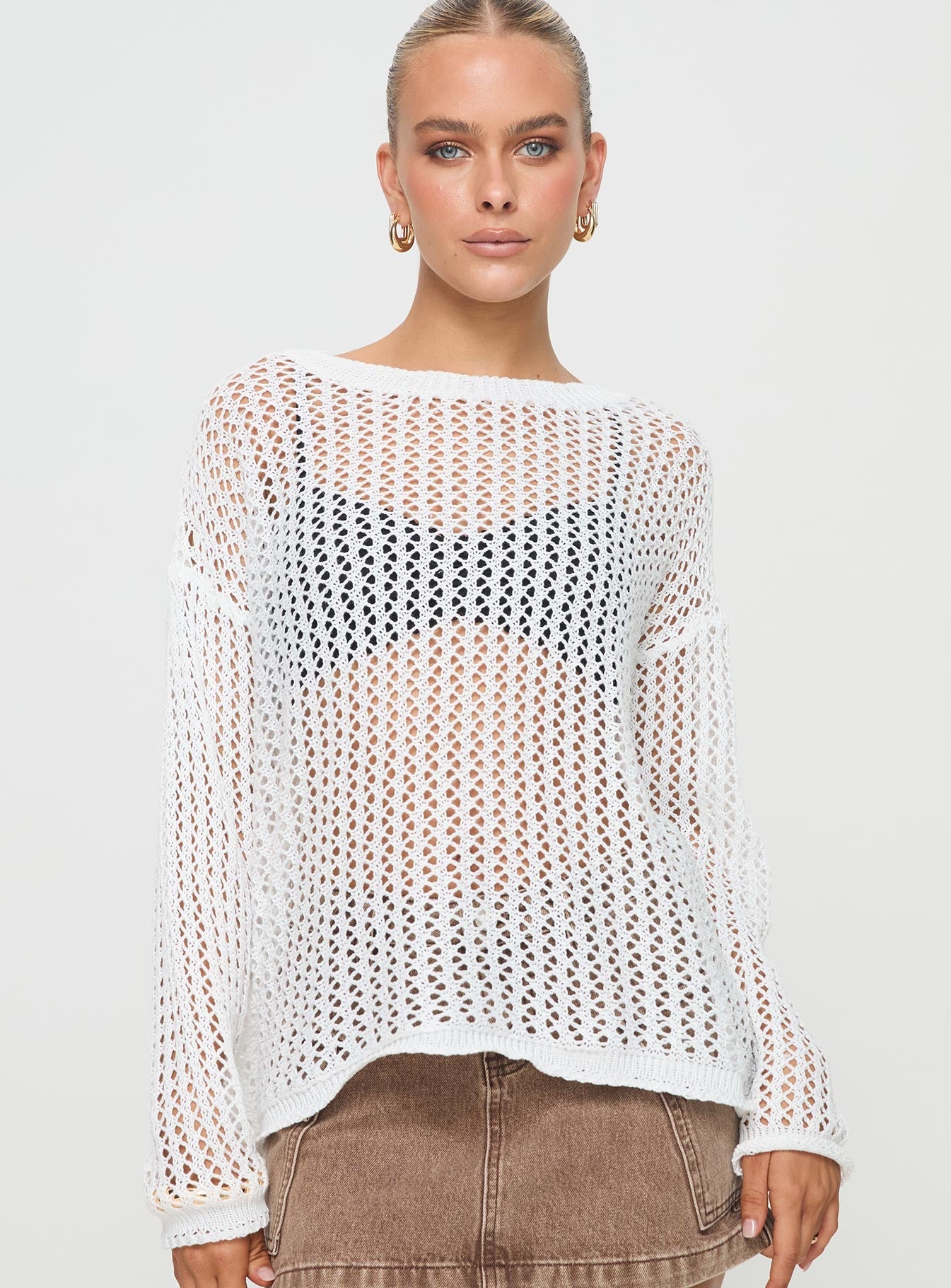 Switch It Up Knit Sweater White