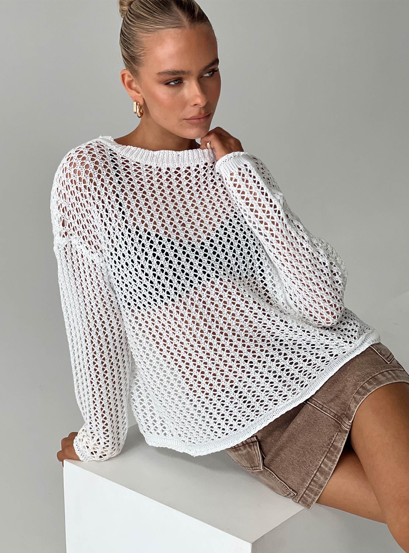 Switch It Up Knit Sweater White