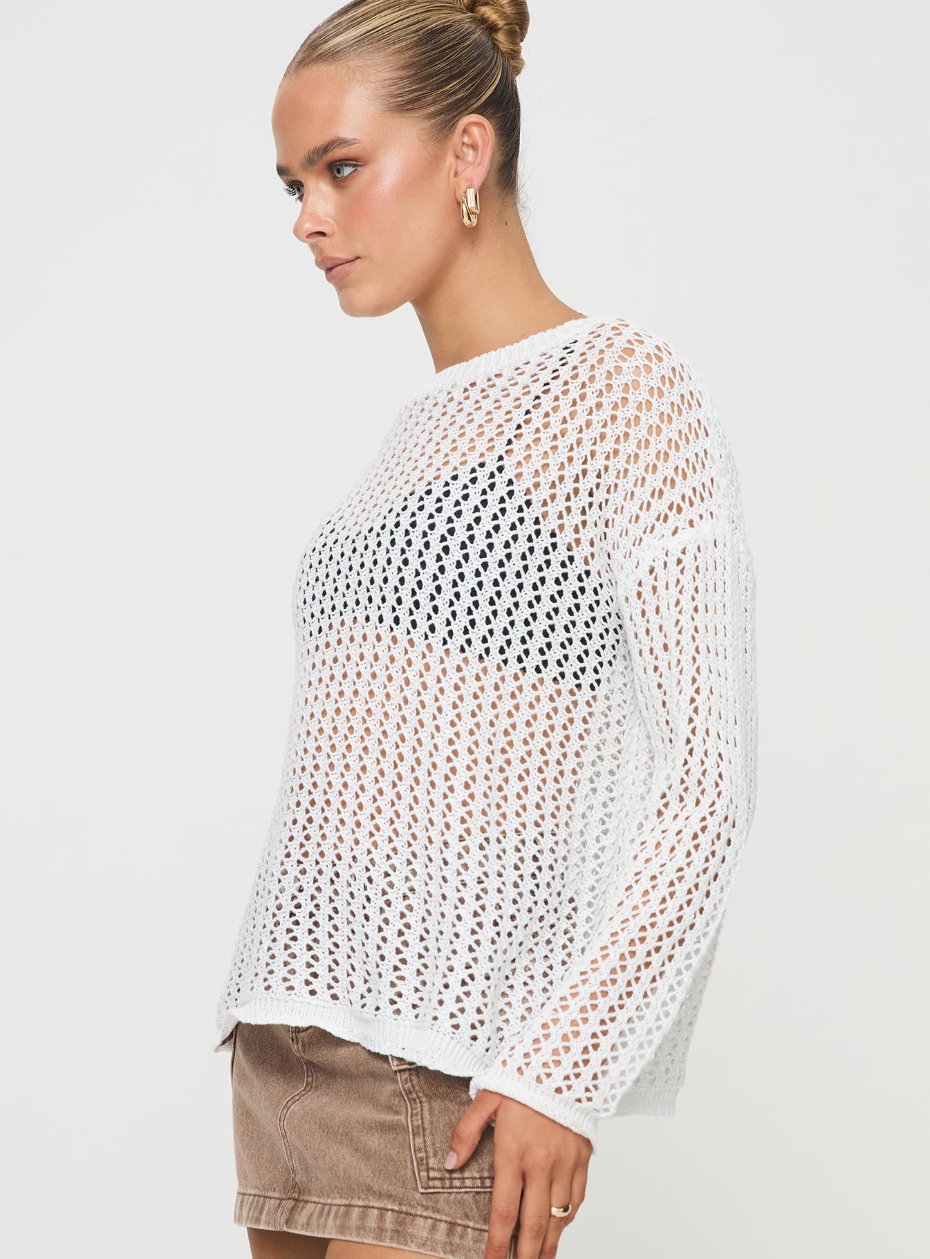 Switch It Up Knit Sweater White