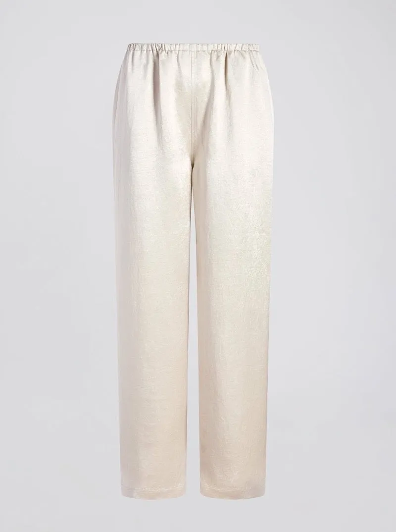 The Monaco Satin Pant in Ecru