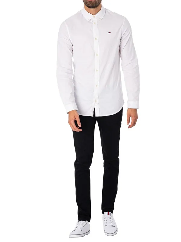 Tommy Jeans Slim Stretch Oxford Shirt - White