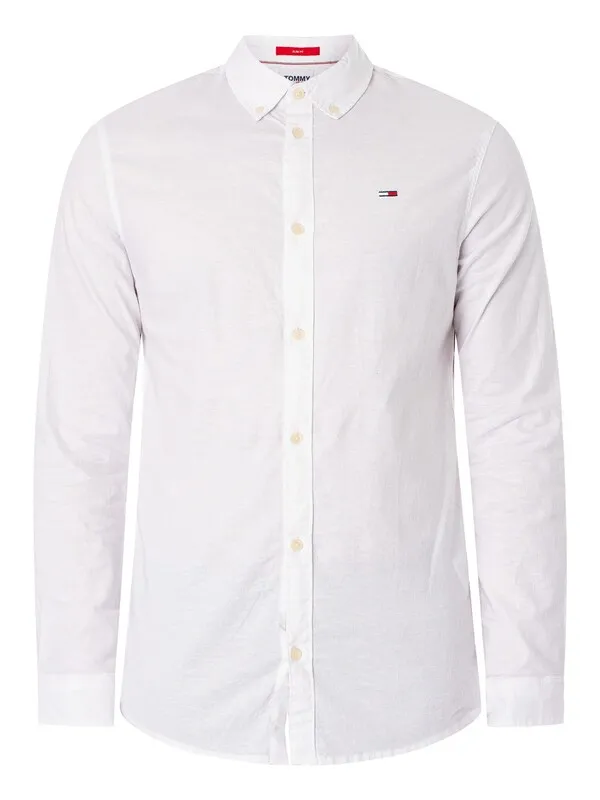 Tommy Jeans Slim Stretch Oxford Shirt - White