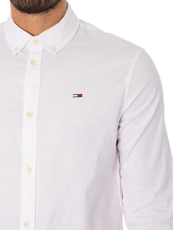 Tommy Jeans Slim Stretch Oxford Shirt - White