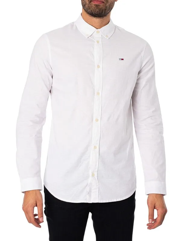 Tommy Jeans Slim Stretch Oxford Shirt - White