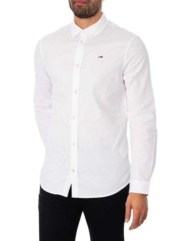 Tommy Jeans Slim Stretch Oxford Shirt - White