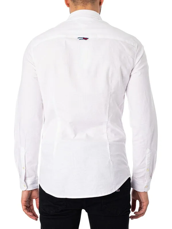 Tommy Jeans Slim Stretch Oxford Shirt - White