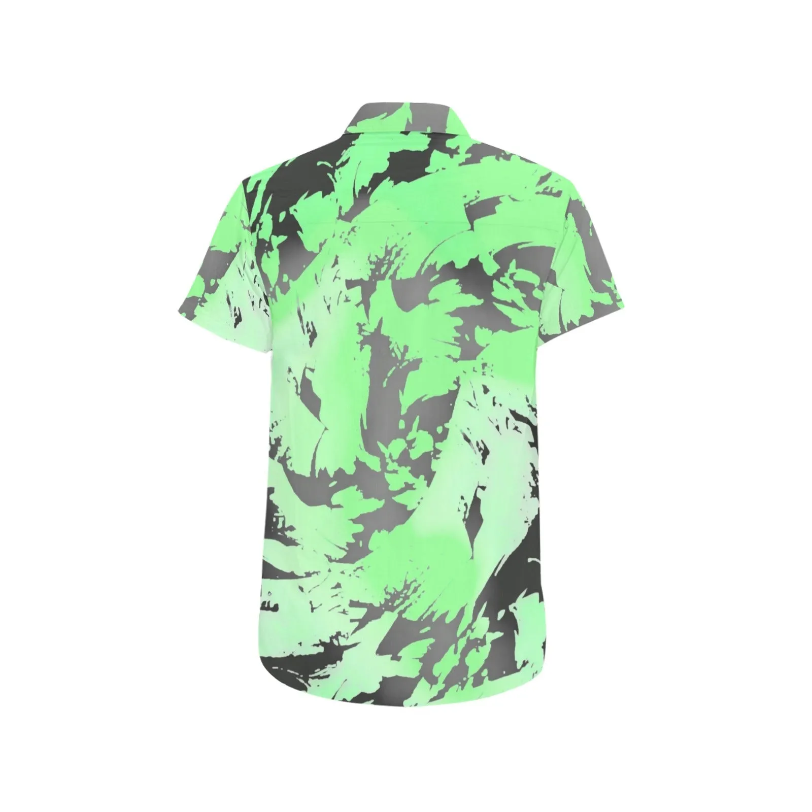 Tropical Green Ombre Graffiti Splatter Men's Big & Tall Short Sleeve Button Up Shirt