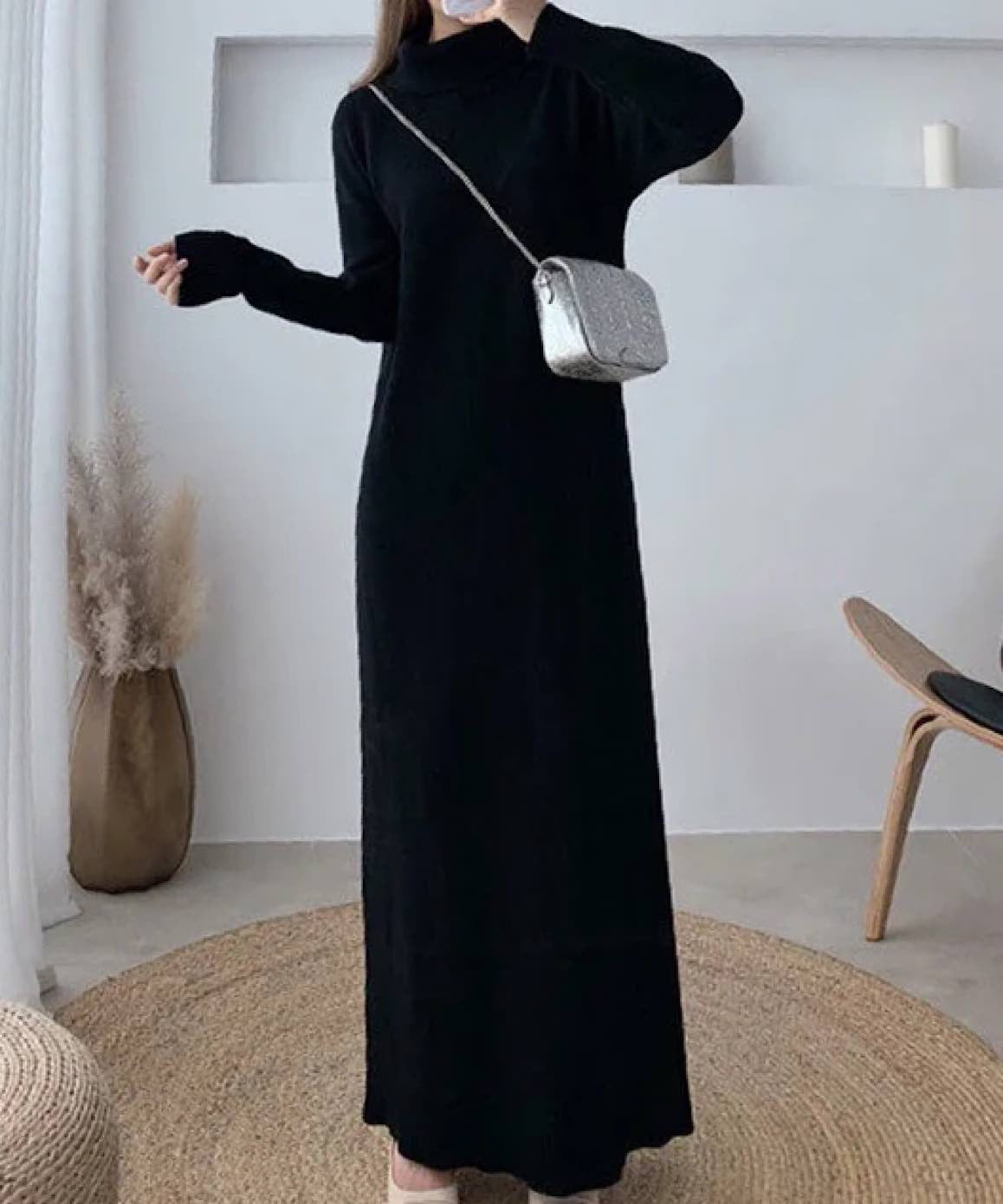 Turtleneck Long Knitted Sweater Dress