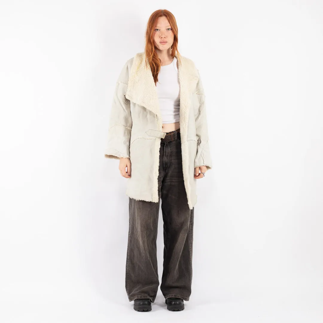 Vintage 80's Women Sheepskin Coat in Beige