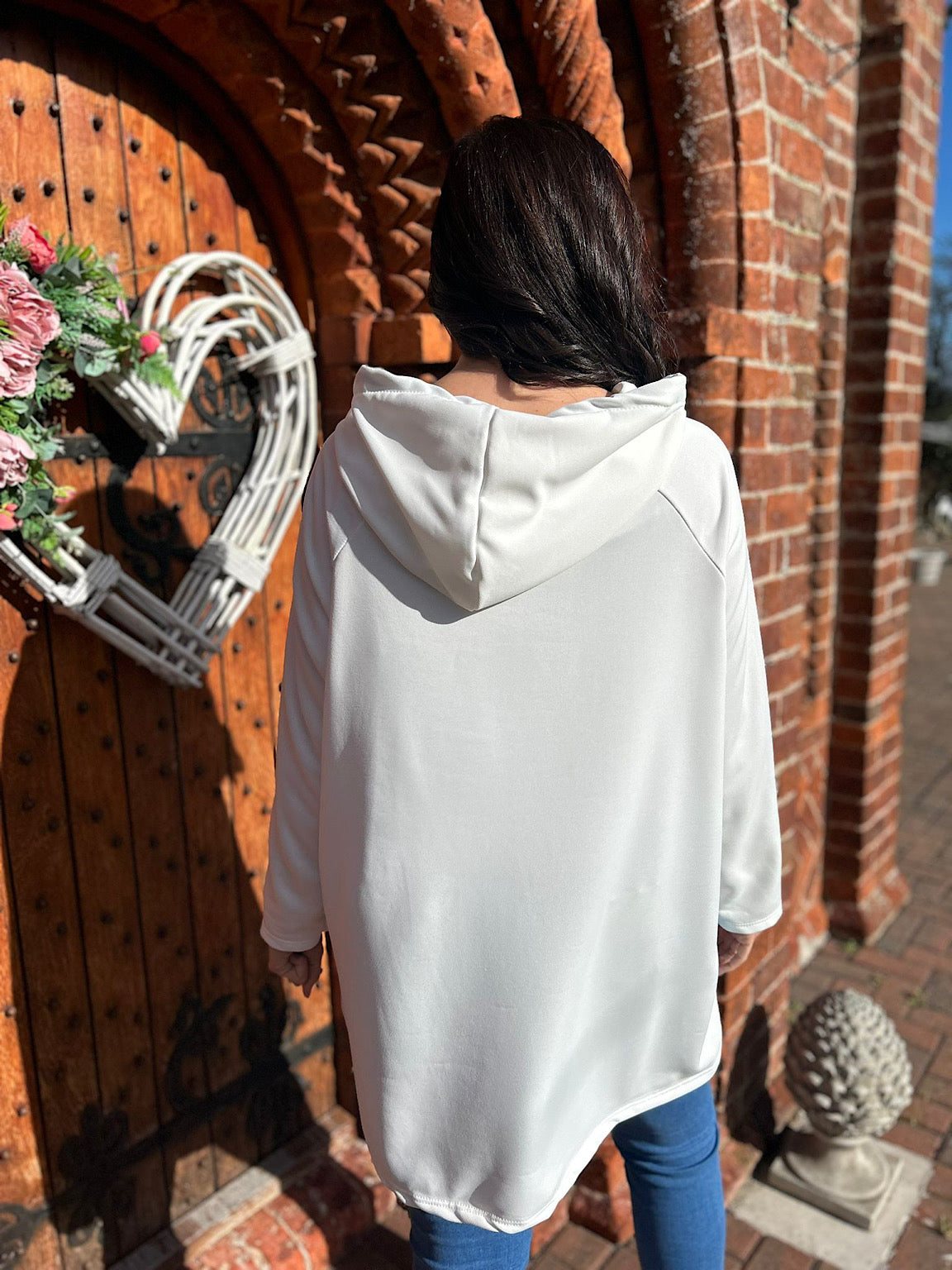 White Vibrant Lily Print Hoodie Justine