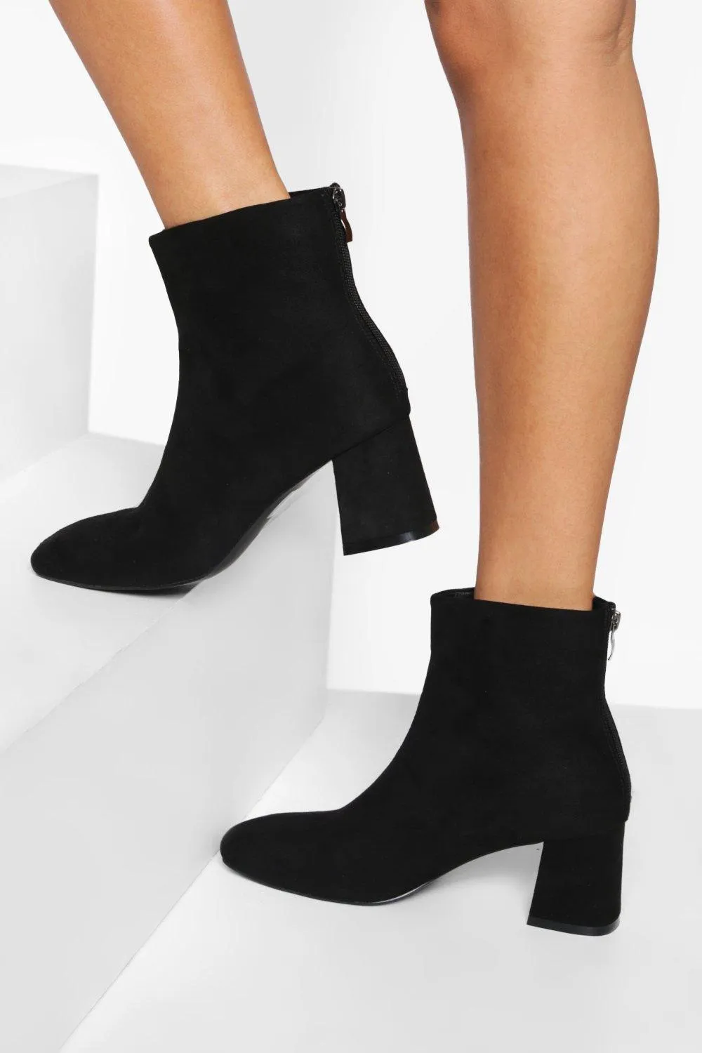 Wide Width Block Heel Ankle Boot