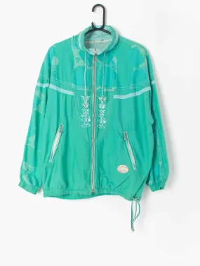 Womens vintage mint green windbreaker by Lutha sports 90s abstract pattern – Small / Medium