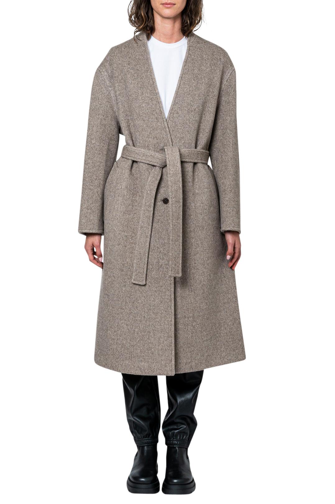 Wool and cashmere long trench coat